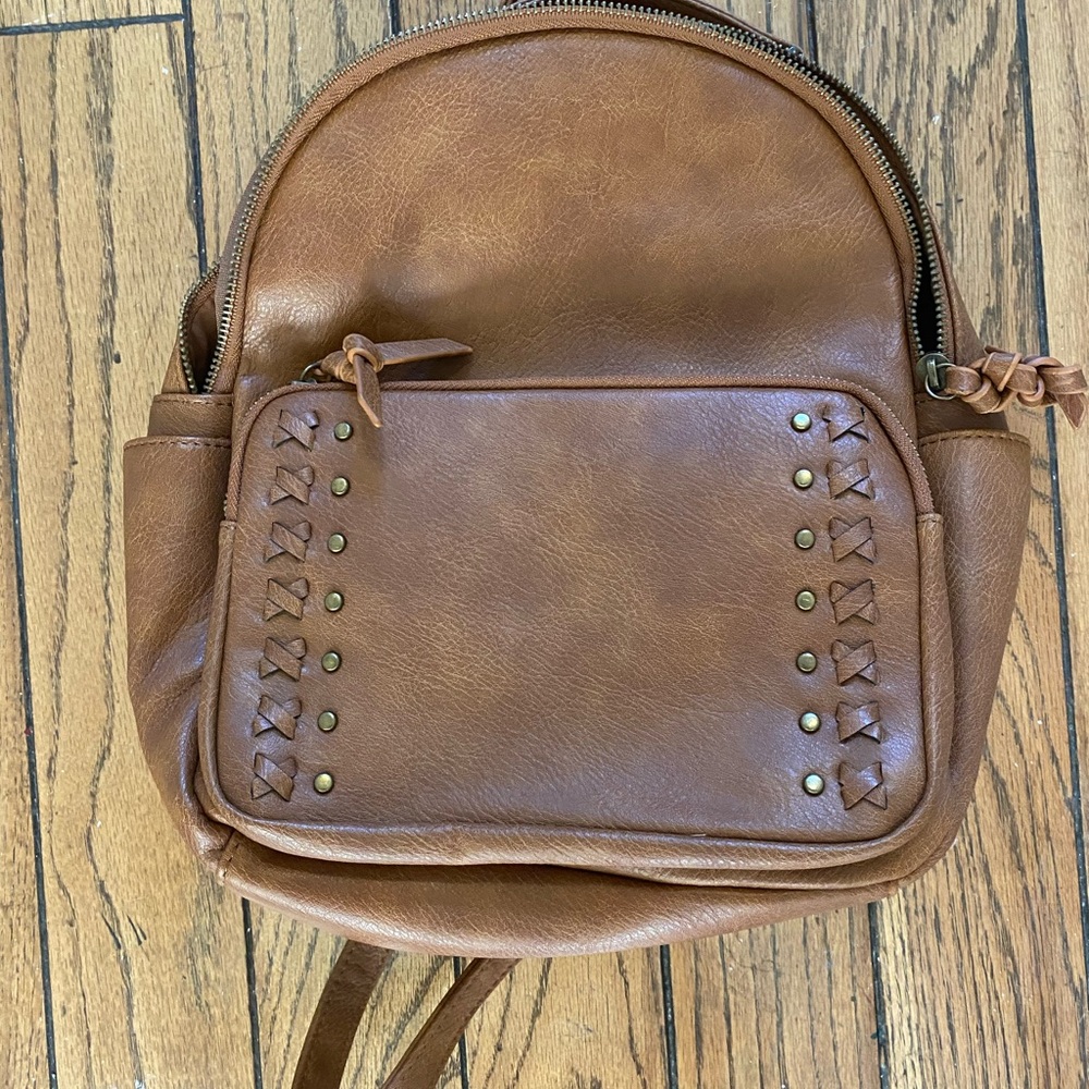 Faux leather backpack purse